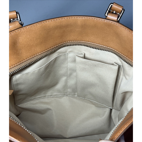 Coach Signature Gallery Tote Bag Coral & Brown Leather Trim Zip Travel F13560 - Picture 12 of 16